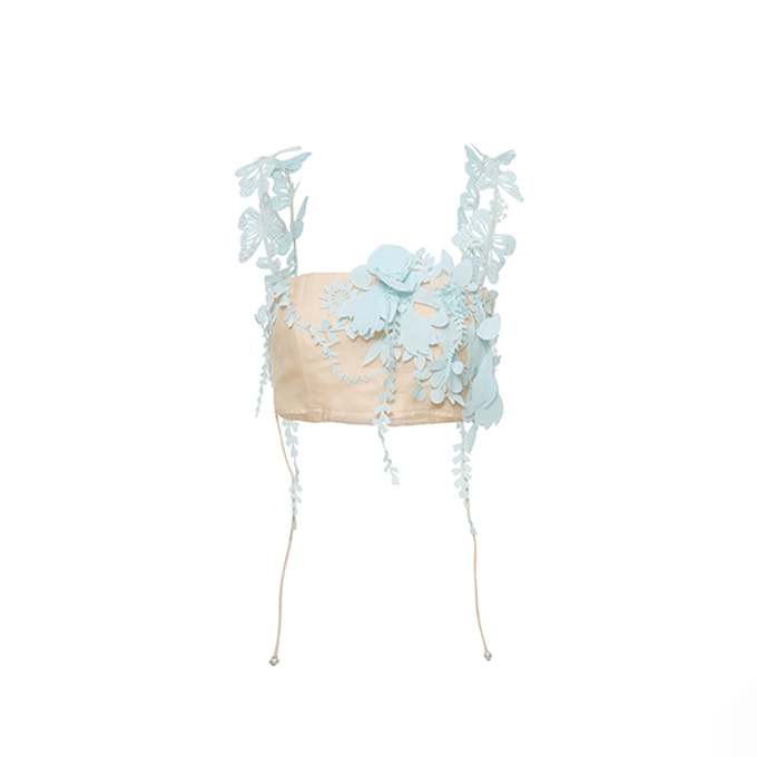 zimmermann ice blue floral butterfly linen silk cropped bustier top